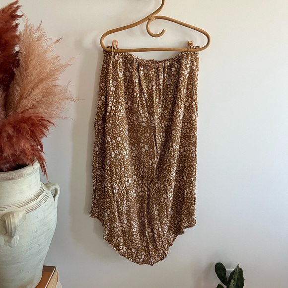 Saltwater Luxe mustard floral MIDI Skirt - Picture 4 of 6